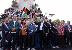 Pro-Palestinian Rally For Freedom Flotilla Madleen - Paris