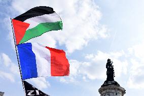 Pro-Palestinian Rally For Freedom Flotilla Madleen - Paris