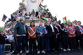 Pro-Palestinian Rally For Freedom Flotilla Madleen - Paris