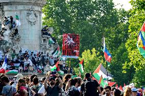 Pro-Palestinian Rally For Freedom Flotilla Madleen - Paris