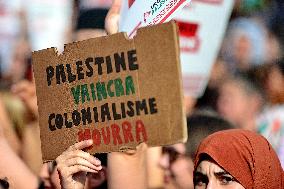 Pro-Palestinian Rally For Freedom Flotilla Madleen - Paris