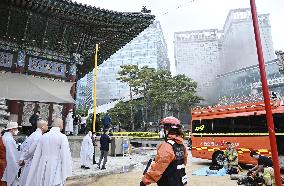 Fire at building near Buddhist temple in Seoul
