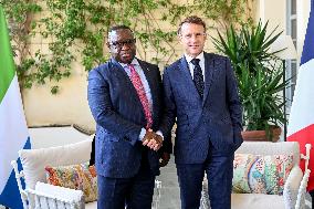 Macron Meets Julius Maada Bio At UNOC3 - Day 2