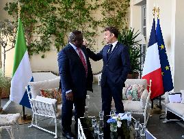 Macron Meets Julius Maada Bio At UNOC3 - Day 2