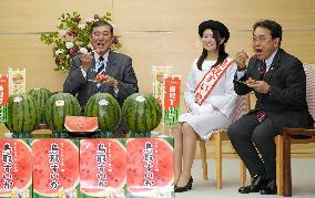 Japan PM Ishiba treated to watermelon