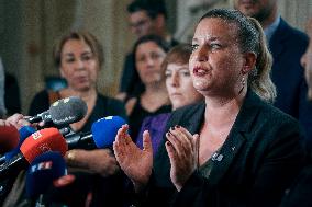 La France Insoumise speaks to the press after leaving the National Assembly - Paris AJ