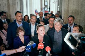 La France Insoumise speaks to the press after leaving the National Assembly - Paris AJ