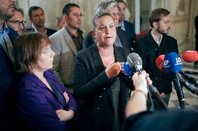 La France Insoumise speaks to the press after leaving the National Assembly - Paris AJ