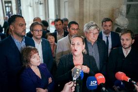 La France Insoumise speaks to the press after leaving the National Assembly - Paris AJ