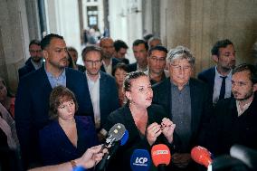 La France Insoumise speaks to the press after leaving the National Assembly - Paris AJ