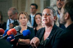 La France Insoumise speaks to the press after leaving the National Assembly - Paris AJ