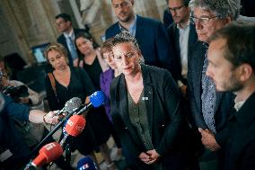 La France Insoumise speaks to the press after leaving the National Assembly - Paris AJ