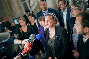 La France Insoumise speaks to the press after leaving the National Assembly - Paris AJ