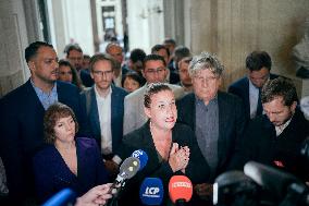 La France Insoumise speaks to the press after leaving the National Assembly - Paris AJ