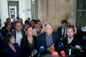 La France Insoumise speaks to the press after leaving the National Assembly - Paris AJ