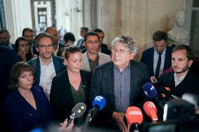 La France Insoumise speaks to the press after leaving the National Assembly - Paris AJ