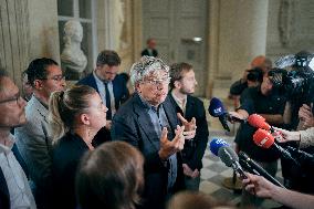 La France Insoumise speaks to the press after leaving the National Assembly - Paris AJ