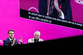 President Macron Debates With Arthur Mensch And Jensen Huang - Paris