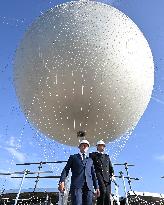 Macron Visits The Olympic Cauldron Reinstallation Site - Paris