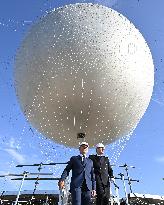 Macron Visits The Olympic Cauldron Reinstallation Site - Paris