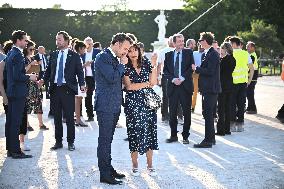 Macron Visits The Olympic Cauldron Reinstallation Site - Paris