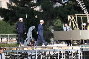 Emmanuel Macron visits the Olympic cauldron at the Tuileries - Paris
