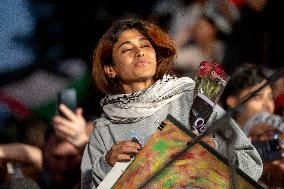 Rima Hassan at the Place de la Republique - Paris AJ