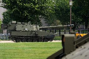 Saturday military parade preparartions - Washington