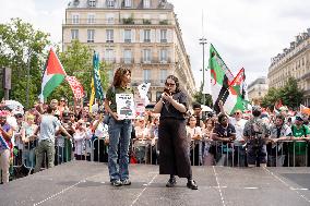 Pro-Palestinian demonstration with Rima Hassan - Paris AJ