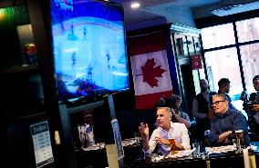 Carney And Starmer Watch Ice Hockey Match in Pub - Ottawa