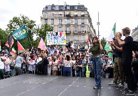 Pro-Palestinian demonstration with Rima Hassan - Paris