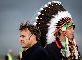G7 Summit - President Macron Arrives In Calgary