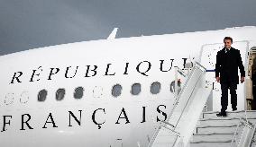 G7 Summit - President Macron Arrives In Calgary