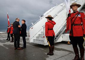 G7 Summit - President Macron Arrives In Calgary