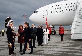 G7 Summit - President Macron Arrives In Calgary