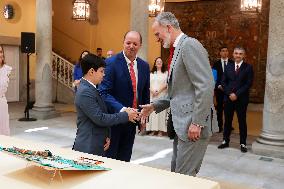 King Felipe Meets Winners of 43rd What Is a King for You School Contest - Madrid
