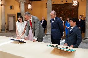 King Felipe Meets Winners of 43rd What Is a King for You School Contest - Madrid