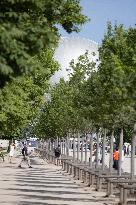 Installation of the Olympic cauldron at the Tuileries - Paris