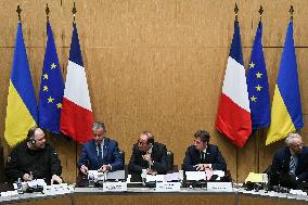 President of the Rada Ruslan Stefanchuk is welcomed at National Assembly in Paris - FA
