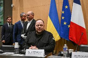President of the Rada Ruslan Stefanchuk is welcomed at National Assembly in Paris - FA
