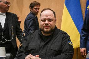 President of the Rada Ruslan Stefanchuk is welcomed at National Assembly in Paris - FA