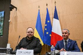 President of the Rada Ruslan Stefanchuk is welcomed at National Assembly in Paris - FA