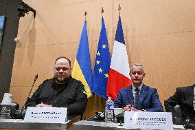 President of the Rada Ruslan Stefanchuk is welcomed at National Assembly in Paris - FA