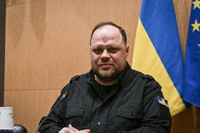 President of the Rada Ruslan Stefanchuk is welcomed at National Assembly in Paris - FA