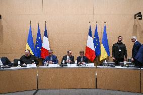 President of the Rada Ruslan Stefanchuk is welcomed at National Assembly in Paris - FA