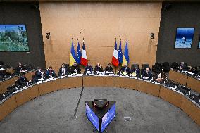 President of the Rada Ruslan Stefanchuk is welcomed at National Assembly in Paris - FA