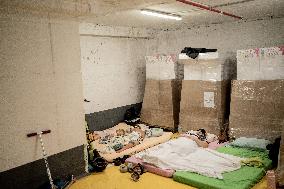 Israelis Shelter Underground Parking Lot - Tel Aviv