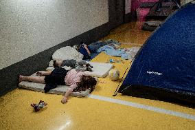 Israelis Shelter Underground Parking Lot - Tel Aviv