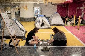 Israelis Shelter Underground Parking Lot - Tel Aviv