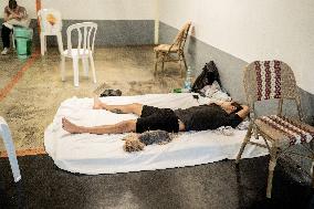 Israelis Shelter Underground Parking Lot - Tel Aviv